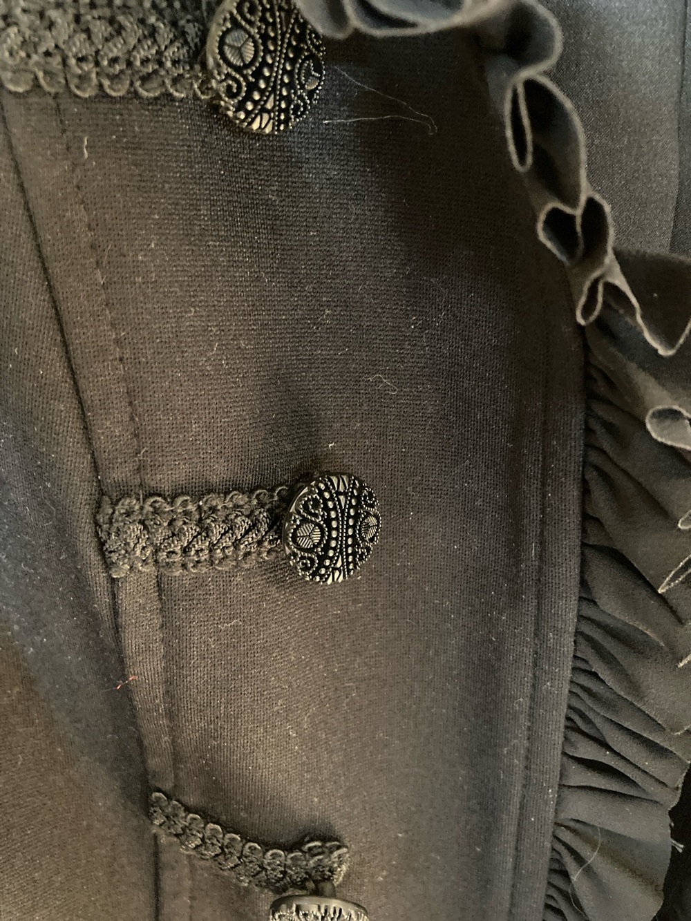 Chico's Black Ruffle-Trim Military Blazer - Picture 3 of 12